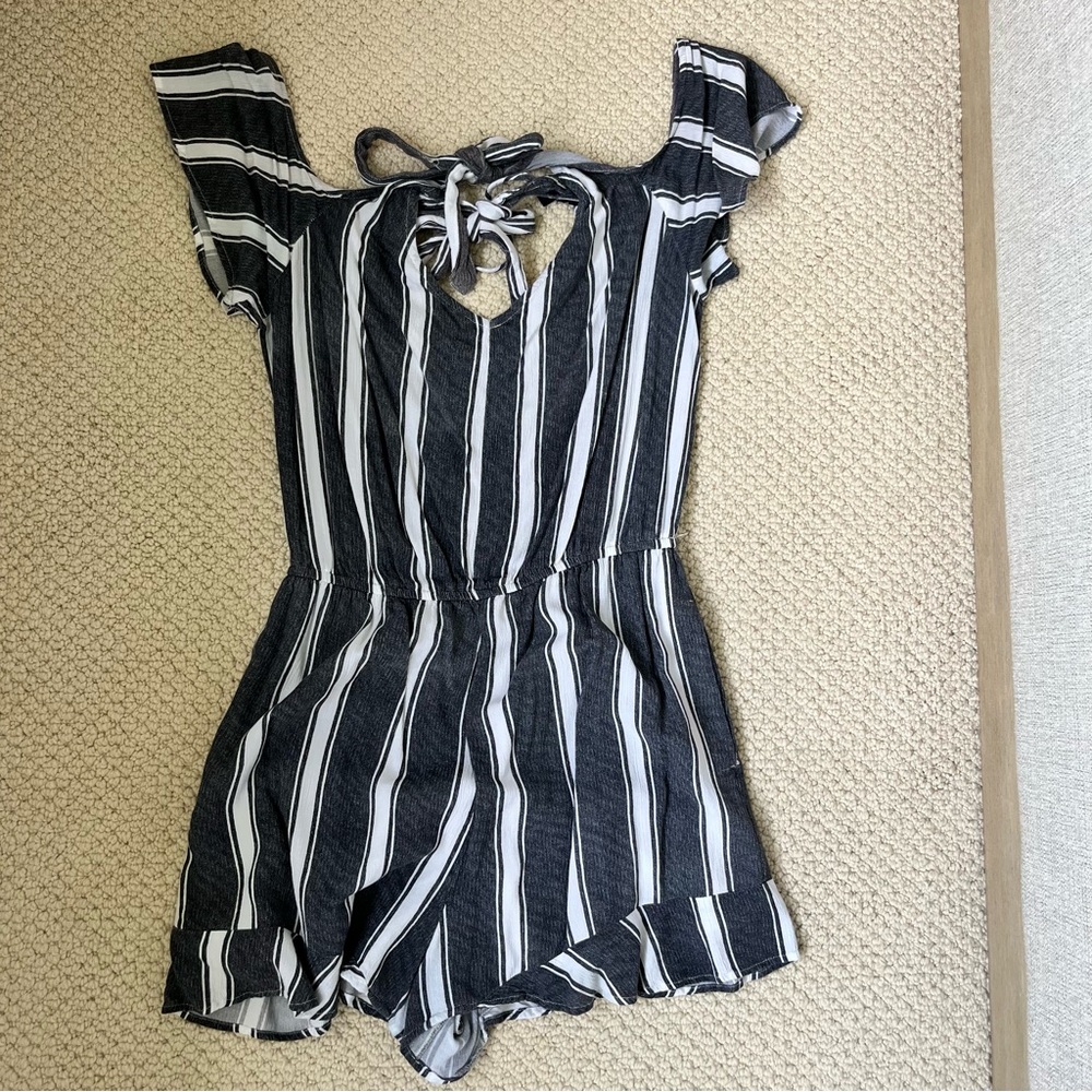 Striped Navy and White Women’s Romper